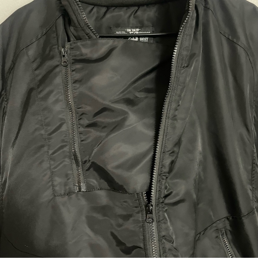Streetwear Black Bomber Jacket Size Large - Picture 6 of 10